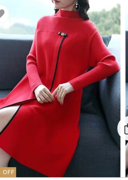 A_thena Dresses & Skirts - Kinnited Slit Elegant Sweater Dress M